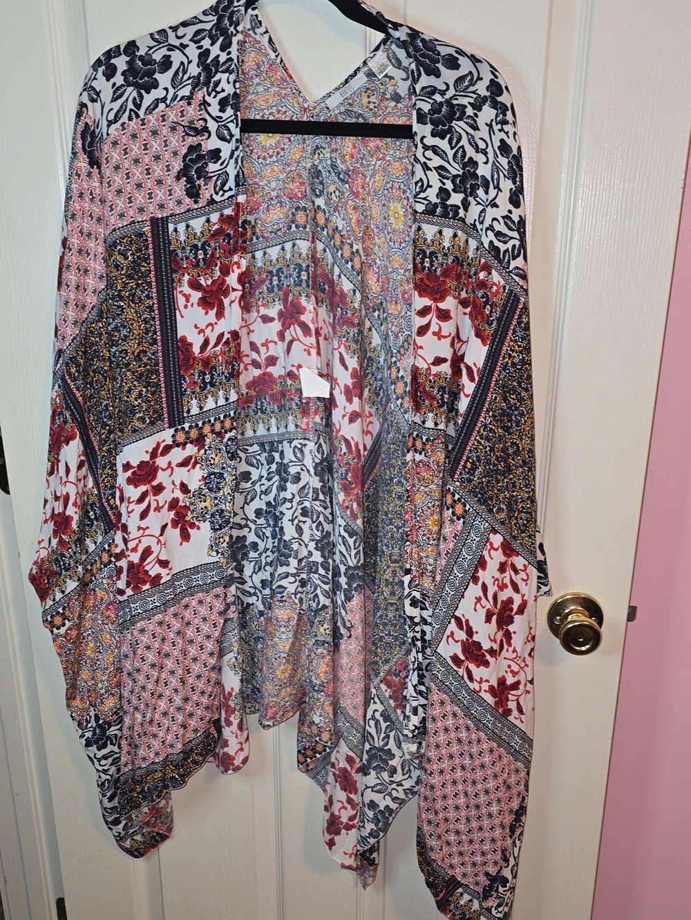 Asymmetrical Patchwork Maxi Skirt - Floral Mix in Pink, Red, Black